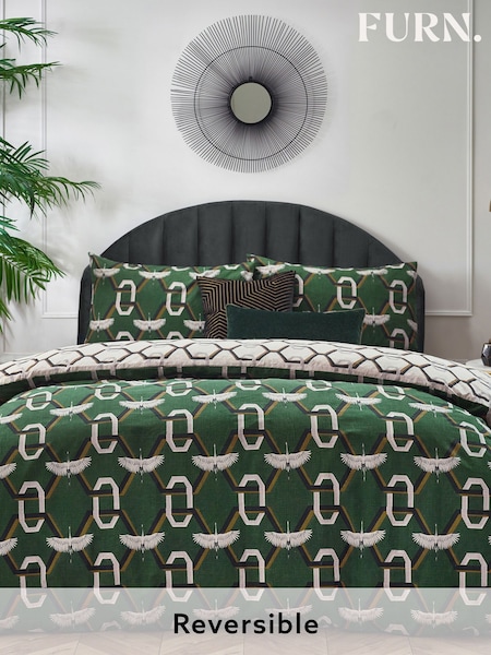 Furn Green Avalon Geometric Reversible Duvet Cover Set (Q63369) | R$ 160 - R$ 315