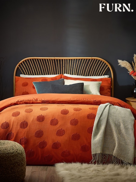 Furn Orange Pumpkin 100% Cotton Tufted Duvet Cover Set (Q63404) | €54 - €106