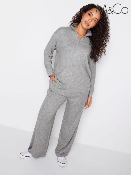M&Co Grey Soft Touch Wide Leg Trousers (Q63441) | €15.50
