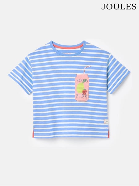 Joules Girls' Fun Days Blue Short Sleeve Graphic T-shirt (Q63501) | €13 - €14.50