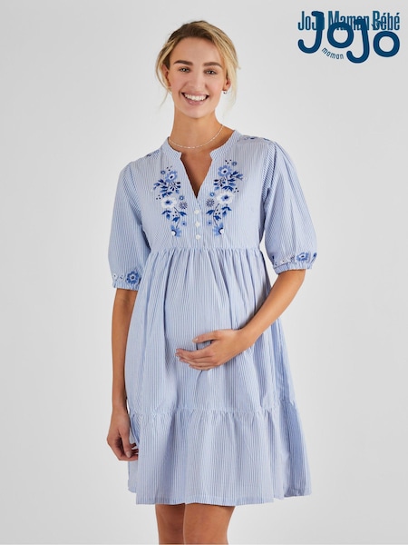 JoJo Maman Bébé Tiered Embroidered Maternity Shirt Dress (Q63582) | €75
