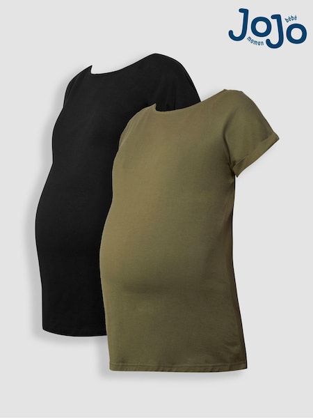 Khakigrün/Schwarz - Jojo Maman Bébé 2-pack Boyfriend Umstandsmode​​​​​​​ Baumwolle T-shirts (Q63592) | 38 €