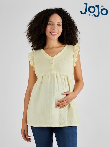 Keltainen - Jojo Maman Bébé Broderie Flutter Sleeve Maternity Blouse (Q63602) | €52