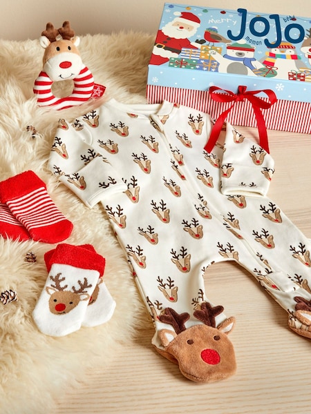 JoJo Maman Bébé Cream Reindeer Baby Gift Set (Q63618) | €55