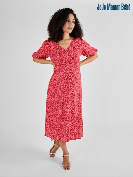 JoJo Maman Bébé Red Maternity Midi Tea Dress (Q63639) | €79