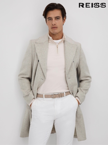 Reiss Oatmeal Review Wool Blend Herringbone Coat (Q63665) | AED2,722