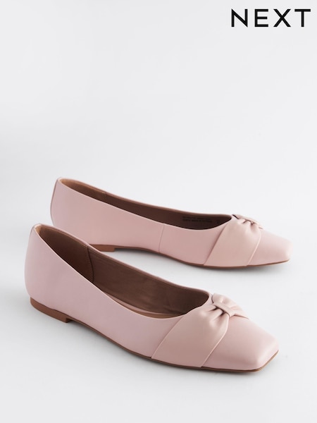 rožnata - Forever Comfort® Leather Square Toe Bow Ballerinas (Q63671) | € 20