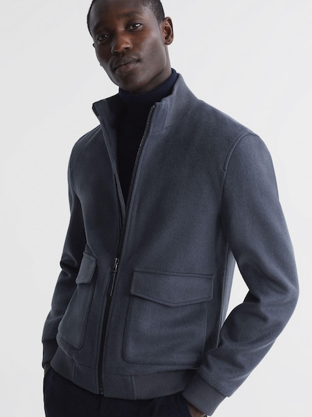 Reiss Airforce Blue Shuffle Wool Blend Zip-Through Jacket (Q63675) | €125