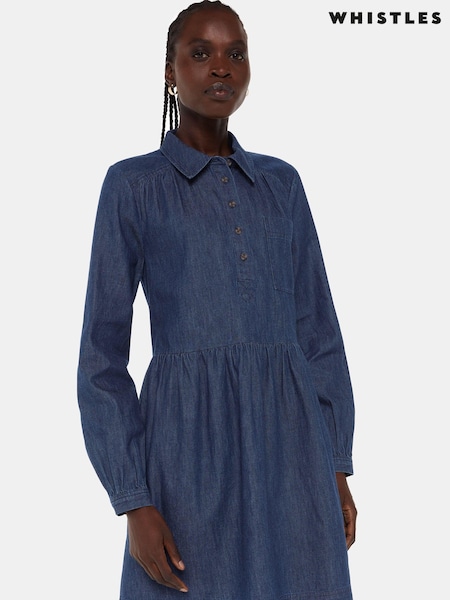 Whistles Blue Winnie Chambray Denim Dress (Q63682) | €79