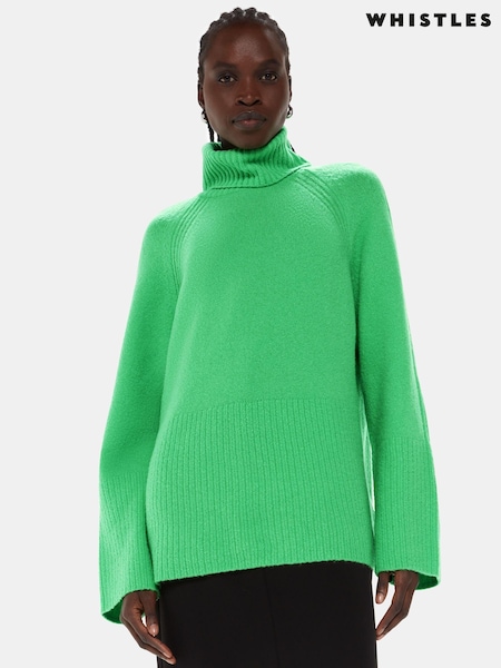 Whistles Green Textured Rib Detail Roll Neck Jumper (Q63686) | €66