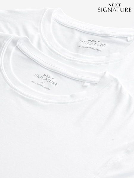 White 2 Pack Signature Bamboo T-Shirts (Q63702) | €13