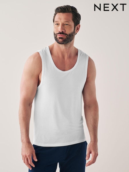 White 2 Pack Signature Bamboo Vests (Q63728) | 64 SAR