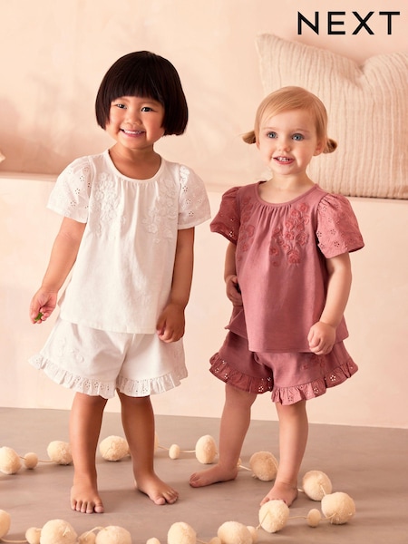 rjava/Cream - 100% Cotton Short Pyjamas 2 Pack (9mths-8yrs) (Q63737) | € 18 - € 23