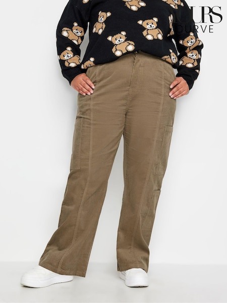 Maro - Pantaloni cargo din catifea reiată Yours Curve (Q63757) | 121 LEI