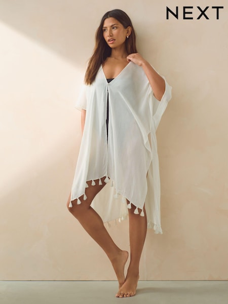 White Sparkle Longline Kimono Cover-Up (Q63800) | €17.50