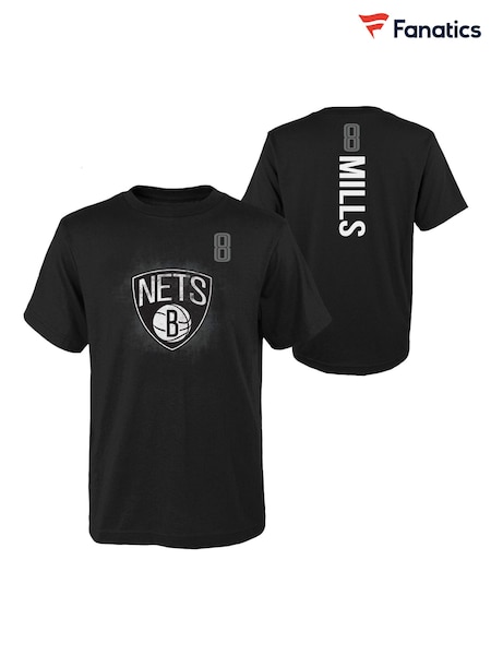Fanatics Brooklyn Nets Name & Number 100% Cotton Black T-Shirt - Patty Mills (Q63898) | 124 QAR