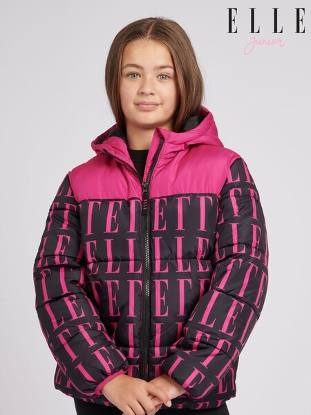 Elle Cut & Sew Pink Print Puffer Coat (Q63930) | ‏510 ر.س.‏