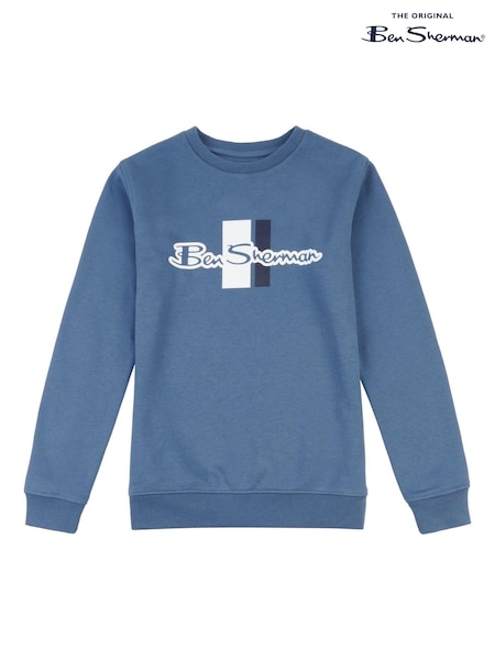 Ben Sherman Light Blue Boys Mod Script Crew Neck Sweatshirt (Q63939) | €27 - €32