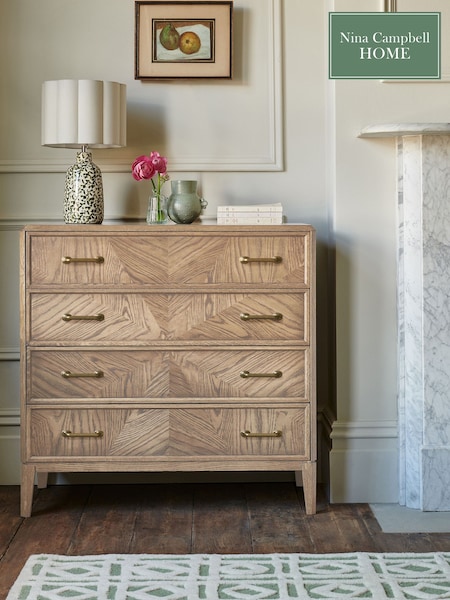 Nina Campbell Light Brown 4 Drawer Tedworth Chest (Q63976) | €882