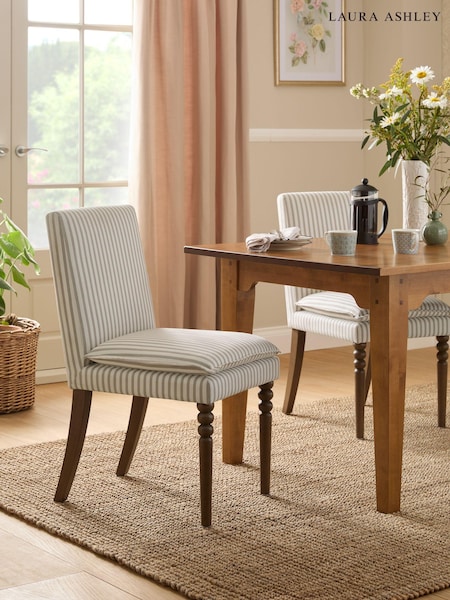 Laura Ashley Set of 2 Cornish Stripe Natural Nordan Dining Chairs (Q64029) | €377
