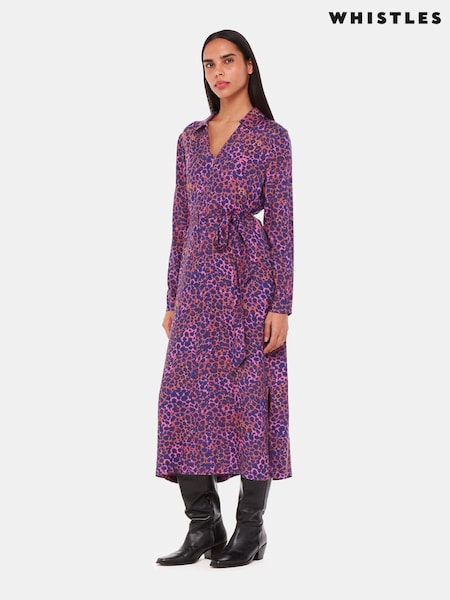 Whistles Mottled Leopard Print Midi Dress (Q64040) | 605 LEI
