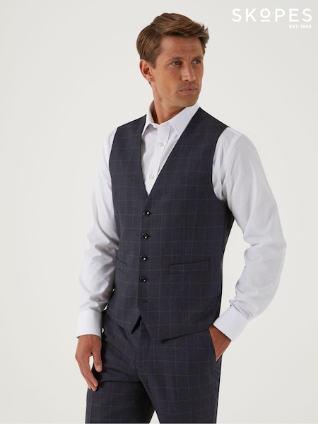 Skopes Charcoal Grey Tailored Fit Baines Check Suit: Waistcoat (Q64056) | AED160