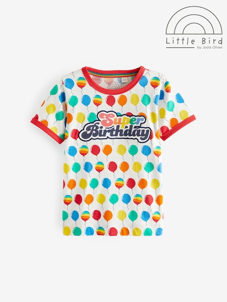 Little Bird by Jools Oliver Multi 100% Cotton Short Sleeve Raglan Super Birthday Celebration T-Shirt (Q64115) | AED35 - AED43