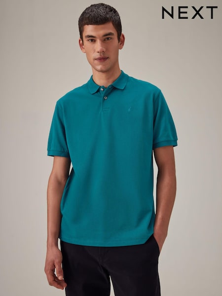 Blue Teal Regular Fit Short Sleeve Pique Polo Shirt (Q64116) | €9