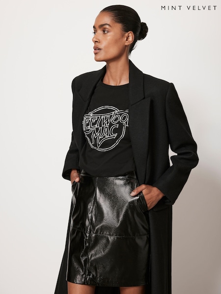 Mint Velvet Black Patent Mini Skirt (Q64117) | €56