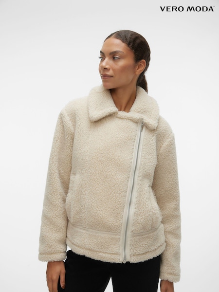 VERO MODA Cosy Borg Aviator Zip Up Jacket (Q64120) | 207 LEI