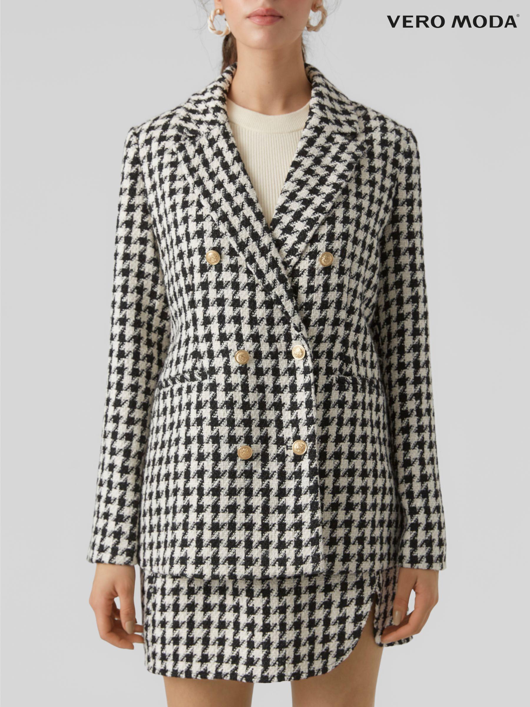 Vero moda check double breasted tailored coat 2025