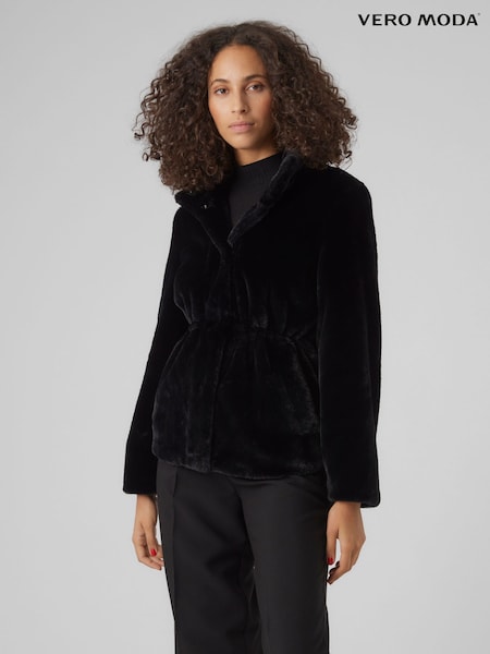 VERO MODA Black Faux Fur Coat (Q64132) | €21.50