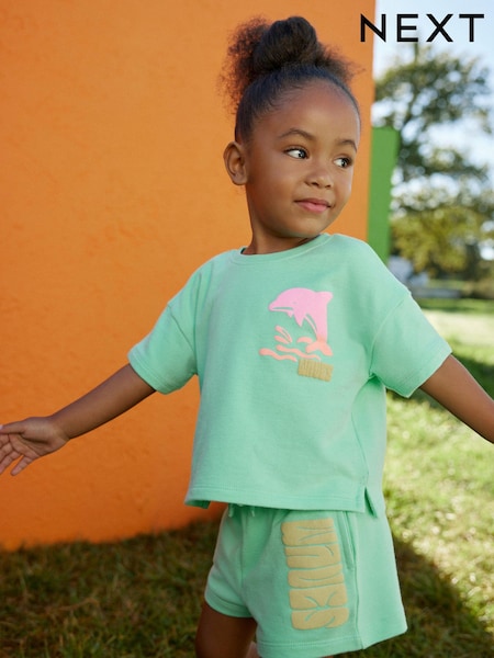 Green Dolphin 100% Cotton T-Shirt And Shorts Set (3mths-7yrs) (Q64147) | €6 - €8
