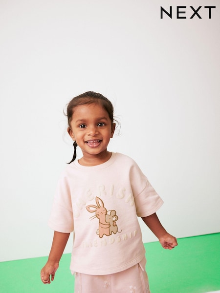 Pink Friendship 100% Cotton Bunny T-Shirt and Cargo Short Set (3mths-7yrs) (Q64153) | €6 - €8