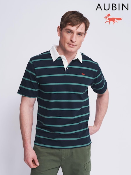 Aubin Blue Connigsby Heavyweight Polo Shirt (Q64286) | €27