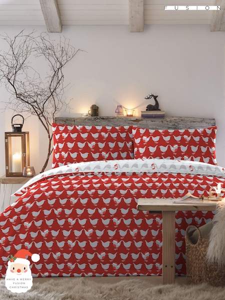 Fusion Red Geo Robin Christmas Reversible Duvet Cover Set (Q64321) | €24 - €46
