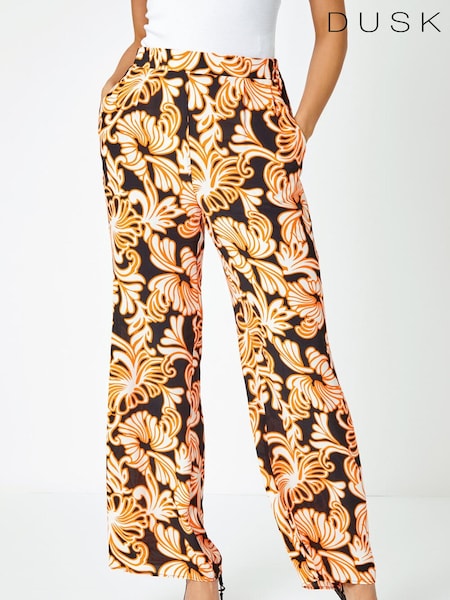 Dusk Black Floral Wide Leg Trousers (Q64365) | €26