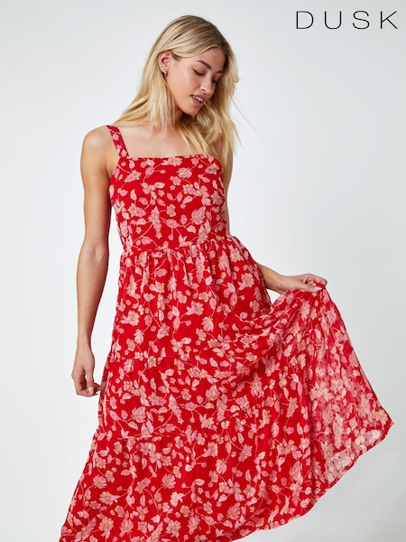 Dusk Red Floral Print Tie Mini Dress (Q64477) | €39