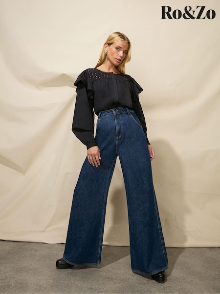 Ro&Zo Blue Wide Leg 100% Cotton Jeans (Q64623) | €105