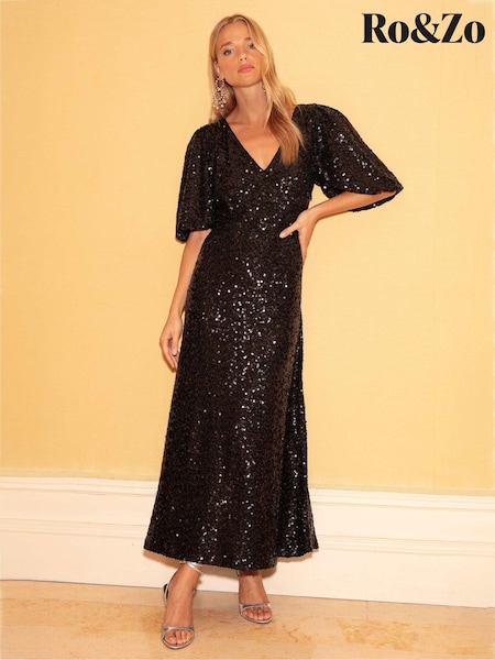 Ro&Zo Cluster Sequin Evora Black Dress (Q64638) | €43