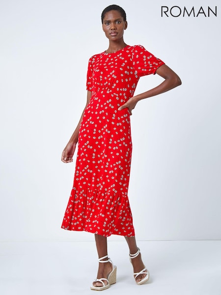 Roman Red Ditsy Floral Print Midi Dress (Q64962) | €26