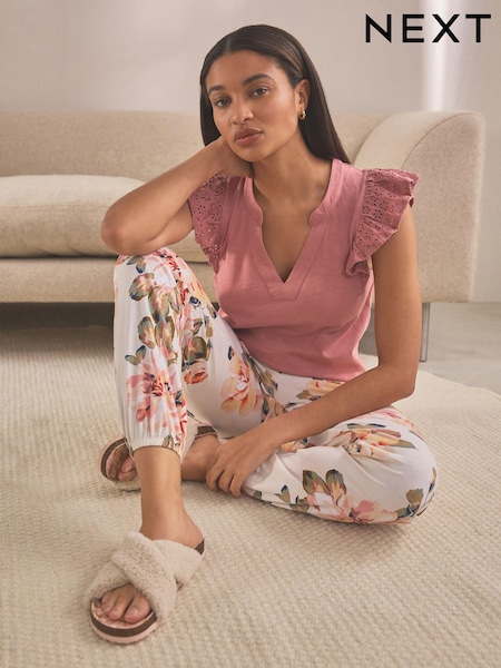 Pink Floral 100% Cotton Pyjamas (Q64995) | €13.50
