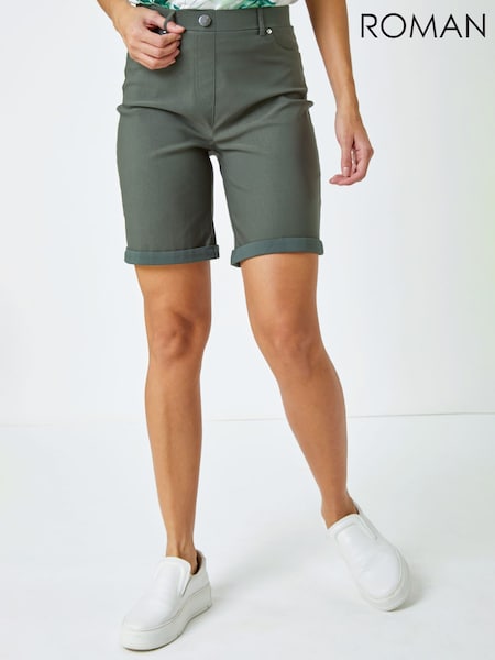 Myrte-Grün - Roman Turned Hem Stretch Shorts (Q65008) | 50 €