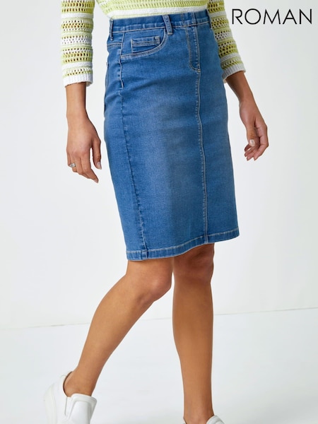 Roman Stretch Denim Pencil Skirt (Q65068) | ‏201‏₪