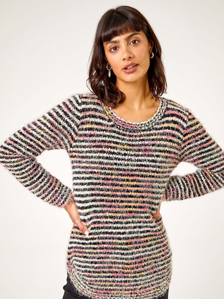 Roman Black Fluffy Curved Hem Jumper (Q65132) | €21.50