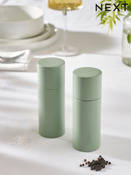 Set of 2 Sage Green Filled Salt and Pepper Grinders (Q65161) | €23