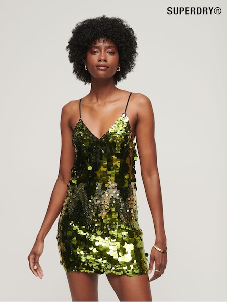 Superdry Green Disco Sequin Mini Dress (Q65326) | €46