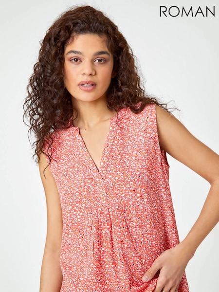 Roman Red Ditsy Print Sleeveless Top (Q65372) | €20