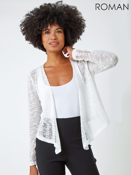 Roman White Lightweight Knitted Shrug (Q65379) | ₪201