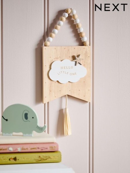 Natural New Baby Cloud Wooden Hanging Decoration (Q65479) | €8